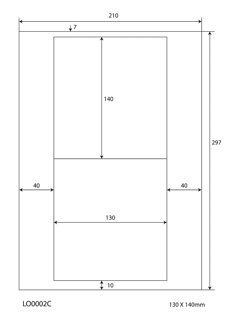 200 Universaletiketten 130x140mm, auf 100 Din A4 Bogen, matt, selbstklebend