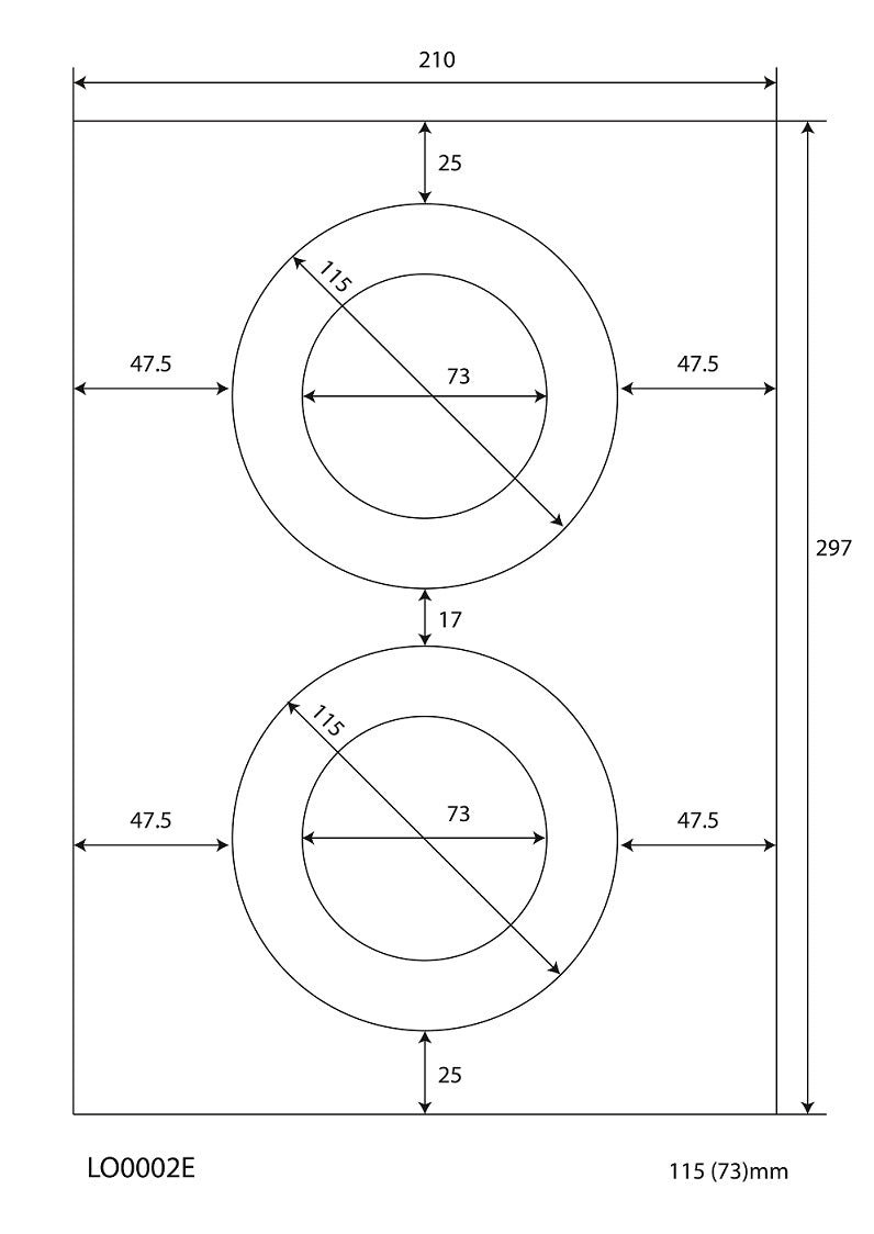 200 farbige Universaletiketten 115mm rund, auf 100 Din A4 Bogen, matt, selbstklebend LO-0002-E-70