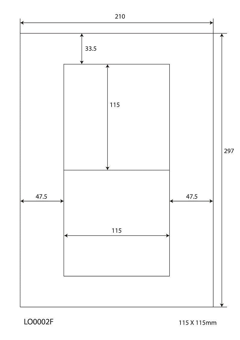 200 Universaletiketten 115x115mm, auf 100 Din A4 Bogen, glänzend, selbstklebend LO-0002-F-80