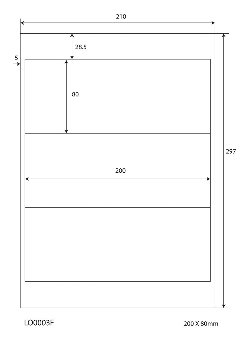 300 Universaletiketten 200x80mm, auf 100 Din A4 Bogen, glänzend, selbstklebend LO-0003-F-80