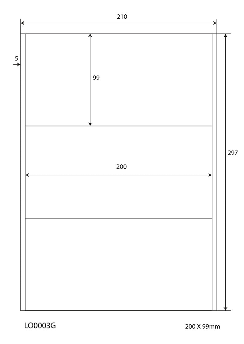 300 Universaletiketten 200x99mm, auf 100 Din A4 Bogen, matt, selbstklebend LO-0003-G-70