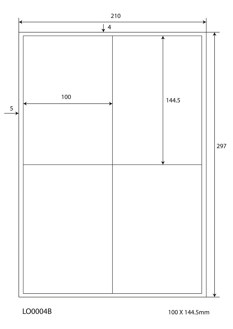 400 farbige Universaletiketten 105x144,5mm, auf 100 Din A4 Bogen, matt, selbstklebend LO-0004-B-70