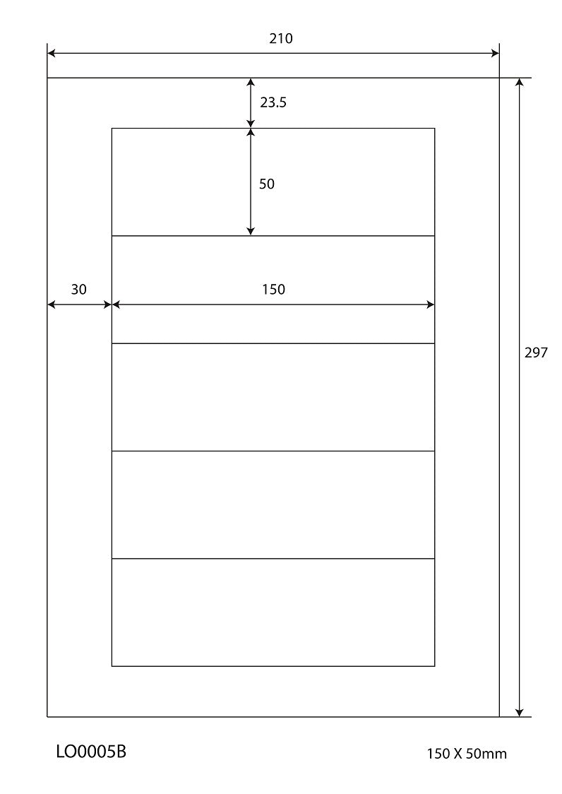 500 Universaletiketten 150x50mm, auf 100 Din A4 Bogen, matt, selbstklebend LO-0005-B-70