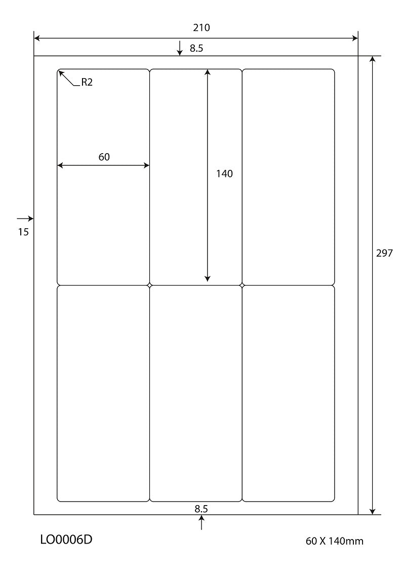 600 Universaletiketten 60x140mm, auf 100 Din A4 Bogen, glänzend, selbstklebend