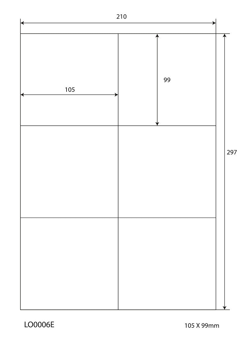 600 farbige Universaletiketten 105x99mm, auf 100 Din A4 Bogen, matt, selbstklebend LO-0006-E-70