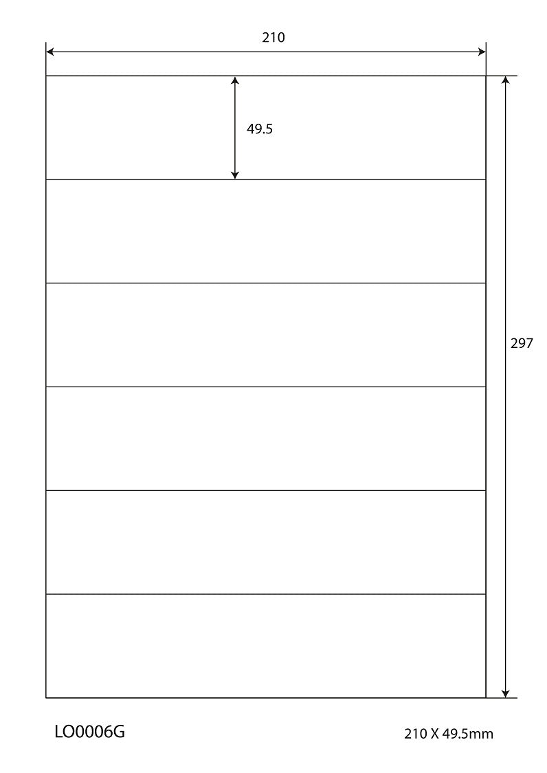600 farbige Universaletiketten 210x49,5mm, auf 100 Din A4 Bogen, matt, selbstklebend LO-0006-G-70