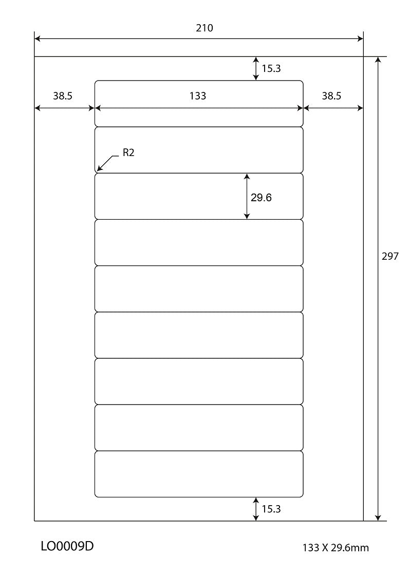 900 Universaletiketten 133x29,6mm, auf 100 Din A4 Bogen, matt, selbstklebend LO-0009-D-70
