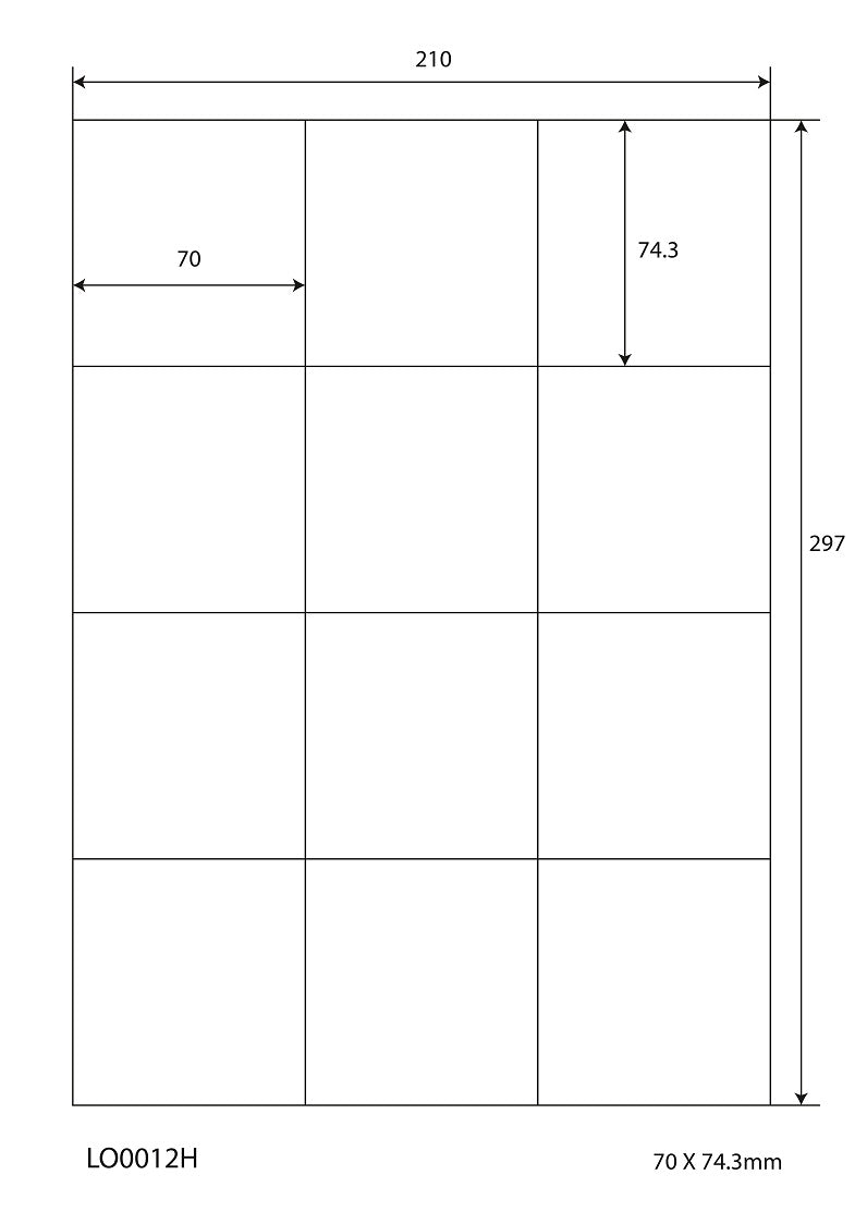 1200 Universaletiketten 70x74,3mm, auf 100 Din A4 Bogen, matt, selbstklebend