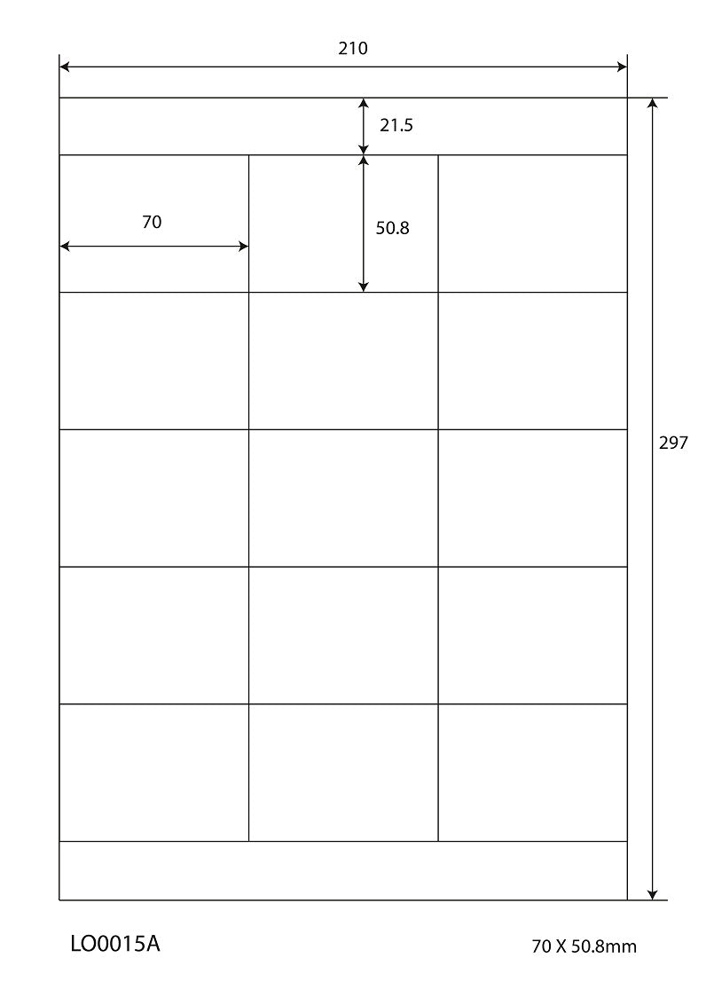 1500 Universaletiketten 70x50,8mm, auf 100 Din A4 Bogen, matt, selbstklebend LO-0015-A-70