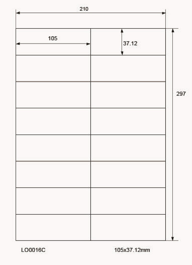 1600 Universaletiketten 105x37,12mm, auf 100 Din A4 Bogen, matt, selbstklebend LO-0016-C-70
