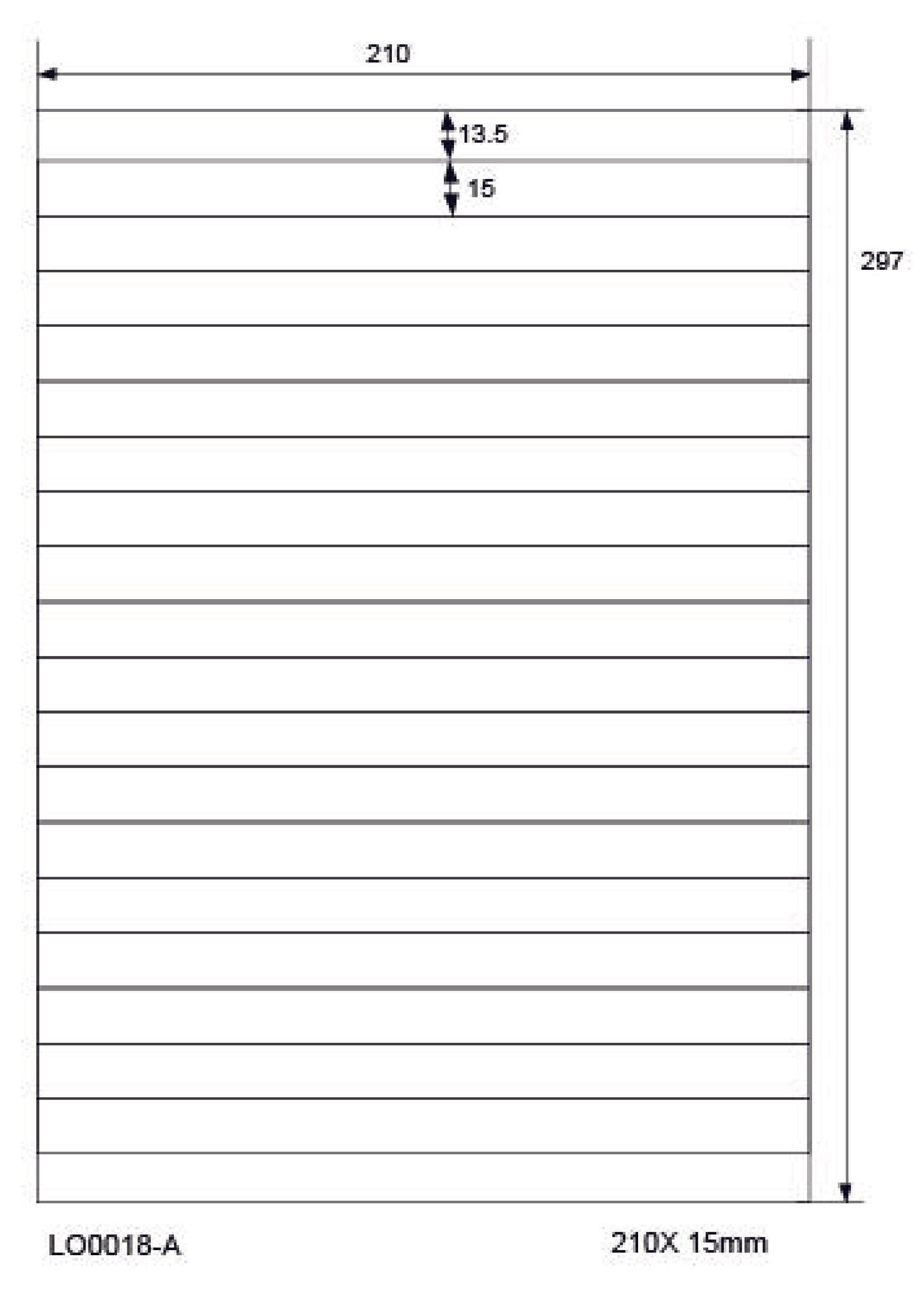 9000 Universaletiketten 210x15mm, auf 500 Din A4 Bogen, matt, selbstklebend, 70g EW18-30 von Etikettenworld