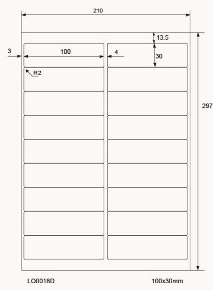 9000 Universaletiketten 100x30mm, auf 500 Din A4 Bogen, matt, selbstklebend, 70g EW18-20 von Etikettenworld