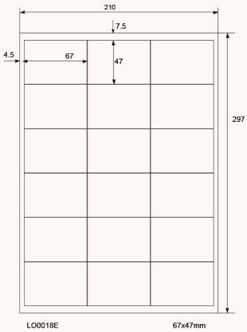 1800 Universaletiketten 67x47mm, auf 100 Din A4 Bogen, matt, selbstklebend