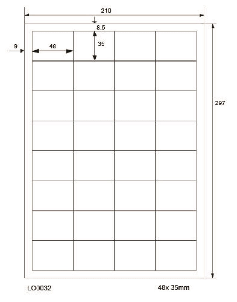3200 farbige Universaletiketten 48x35mm, auf 100 Din A4 Bogen, matt, selbstklebend