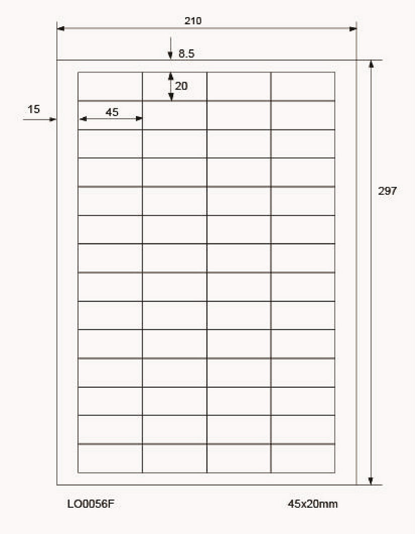5600 Universaletiketten 45x20mm, auf 100 Din A4 Bogen, matt, selbstklebend