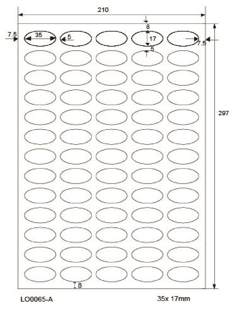 6500 farbige Universaletiketten 35x17mm, auf 100 Din A4 Bogen, matt, selbstklebend LO-0065-A-70