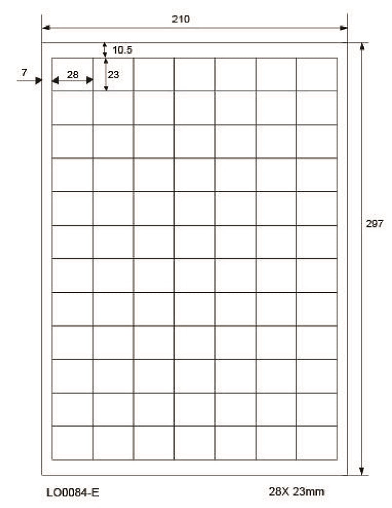 8400 farbige Universaletiketten 28x23mm, auf 100 Din A4 Bogen, matt, selbstklebend LO-0084-E-70