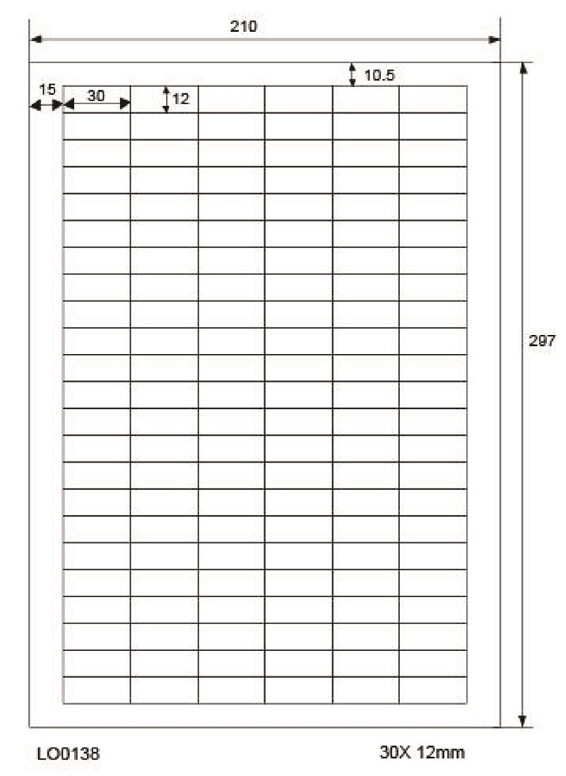 13800 Universaletiketten 30x12mm, auf 100 Din A4 Bogen, glänzend, selbstklebend LO-0138-80