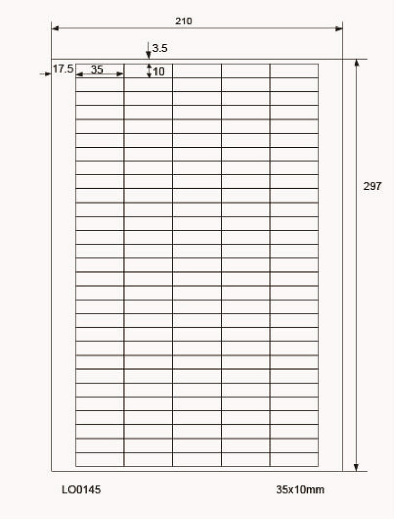 14500 farbige Universaletiketten 35x10mm rund, auf 100 Din A4 Bogen, matt, selbstklebend LO-0145-70