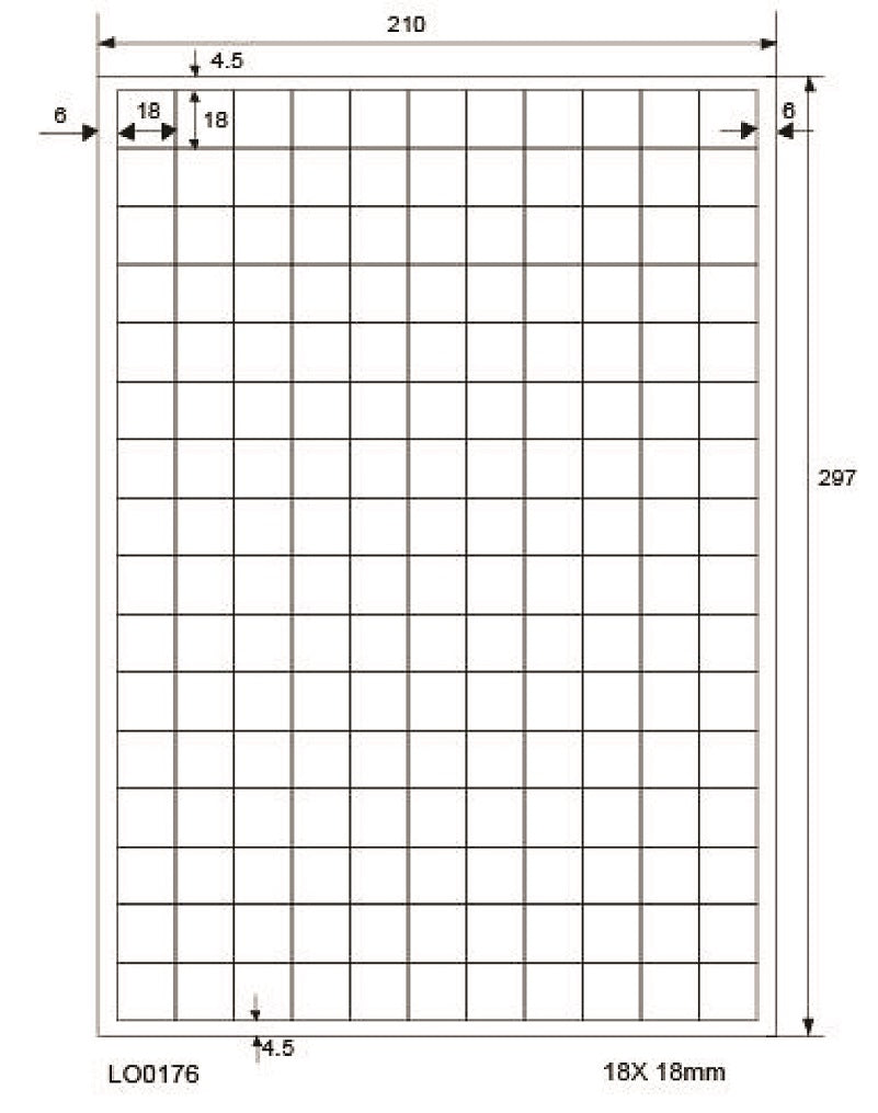 17600 Universaletiketten 18x18mm, auf 100 Din A4 Bogen, glänzend, selbstklebend LO-0176-80