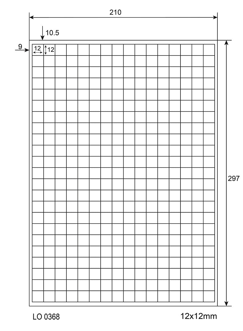 36800 Universaletiketten 12x12mm, auf 100 Din A4 Bogen, glänzend, selbstklebend
