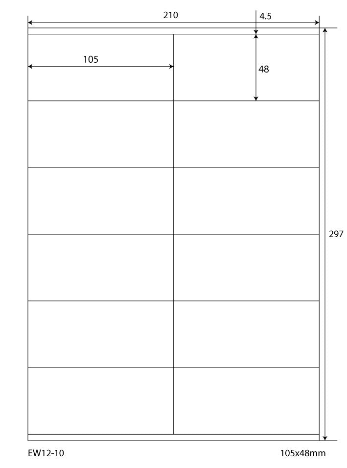 6000 Universaletiketten 105x48mm, auf 500 Din A4 Bogen, matt, selbstklebend, 70g EW12-10 von Etikettenworld