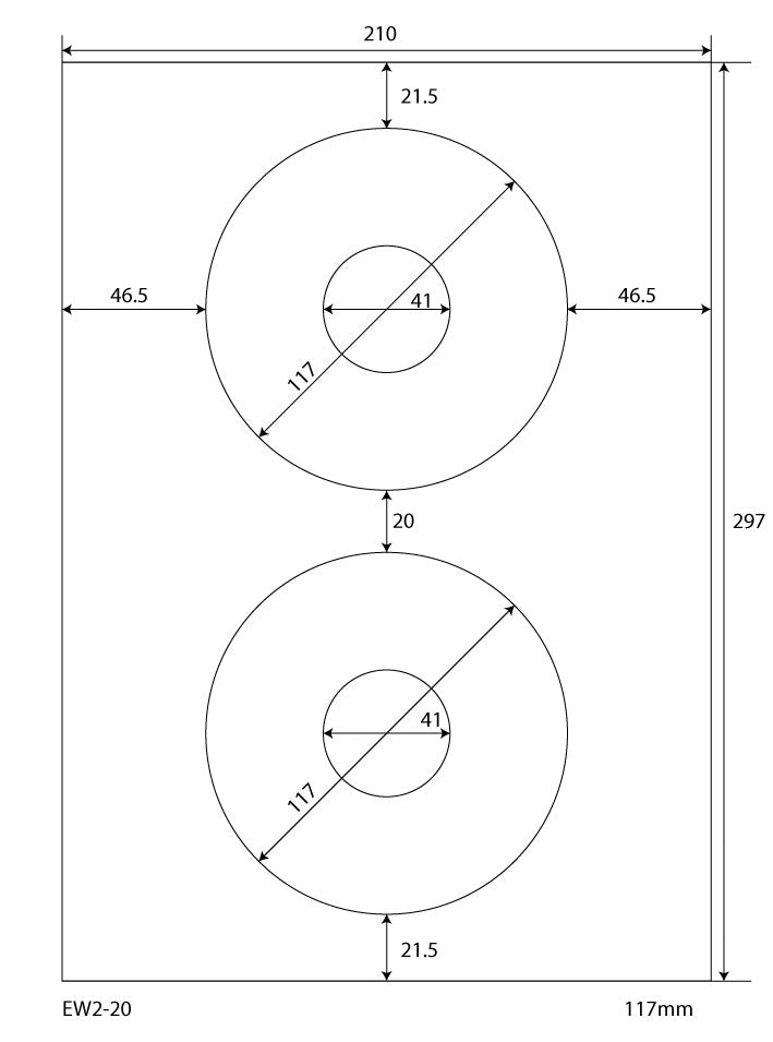 1000 Universaletiketten 117mm rund, auf 500 Din A4 Bogen, matt, selbstklebend, 70g EW2-20 von Etikettenworld