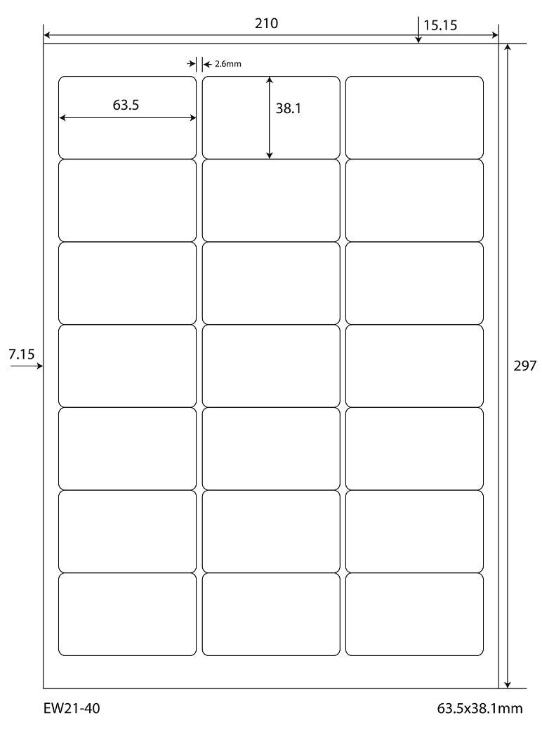 10500 Universaletiketten 63,5x38,1mm, auf 500 Din A4 Bogen, matt, selbstklebend, 70g EW21-40 von Etikettenworld