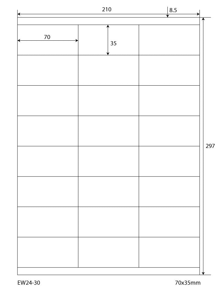 12000 Universaletiketten 70x35mm, auf 500 Din A4 Bogen, matt, selbstklebend, 70g EW24-30 von Etikettenworld