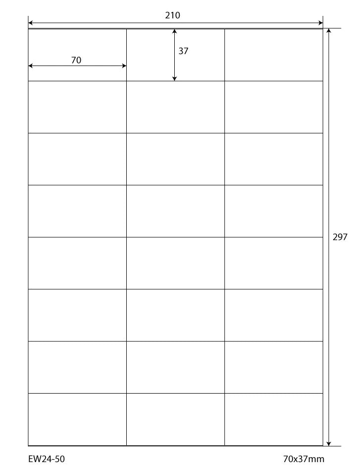 2400 Folienetiketten 70x37mm, auf 100 Din A4 Bogen, matt, selbstklebend