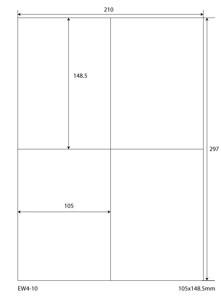 400 farbige Universaletiketten 105x148,5mm, auf 100 Din A4 Bogen, matt, selbstklebend EW4-10