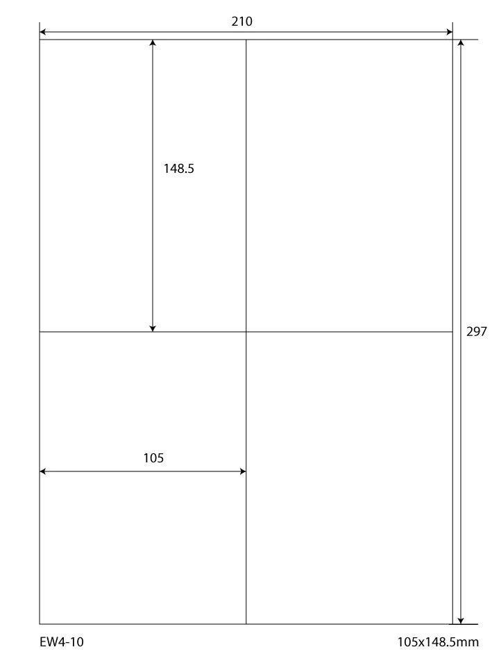 400 Folienetiketten 105x148,5mm, auf 100 Din A4 Bogen, matt, selbstklebend
