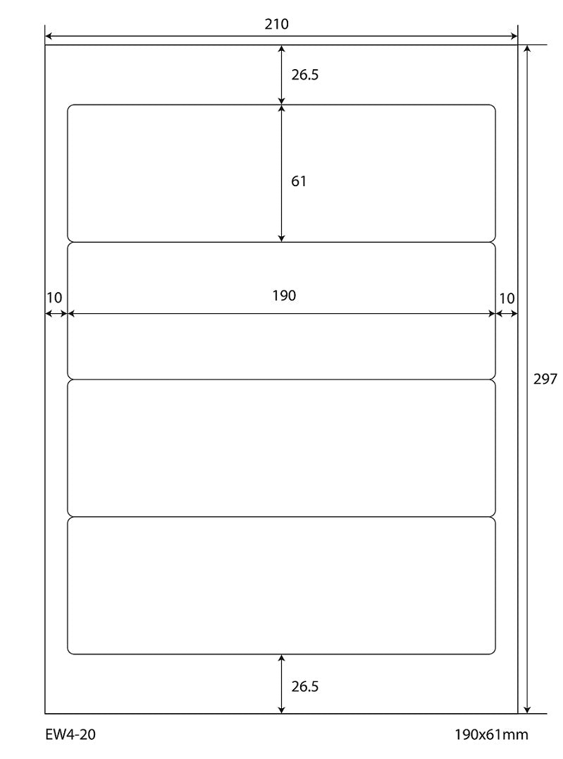 2000 Universaletiketten 190x61mm, auf 500 Din A4 Bogen, matt, selbstklebend, 70g EW4-20 von Etikettenworld