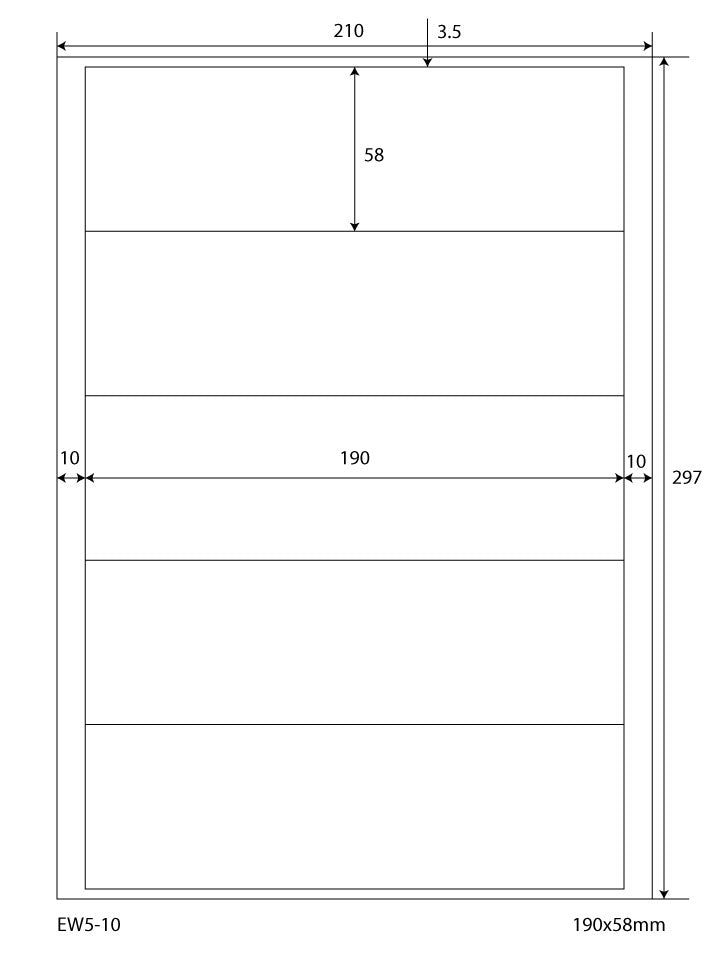 2500 Universaletiketten 190x58mm, auf 500 Din A4 Bogen, matt, selbstklebend, 70g EW5-10 von Etikettenworld