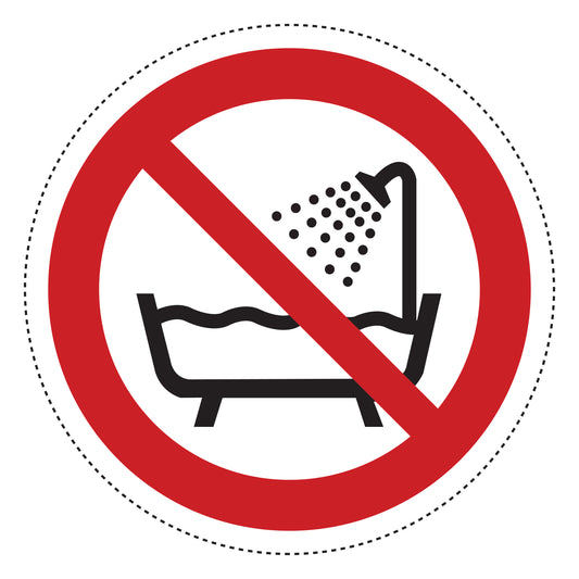 Verbotsaufkleber "In der Badewanne oder Dusche verboten" aus PVC Plastik, ES-SI250