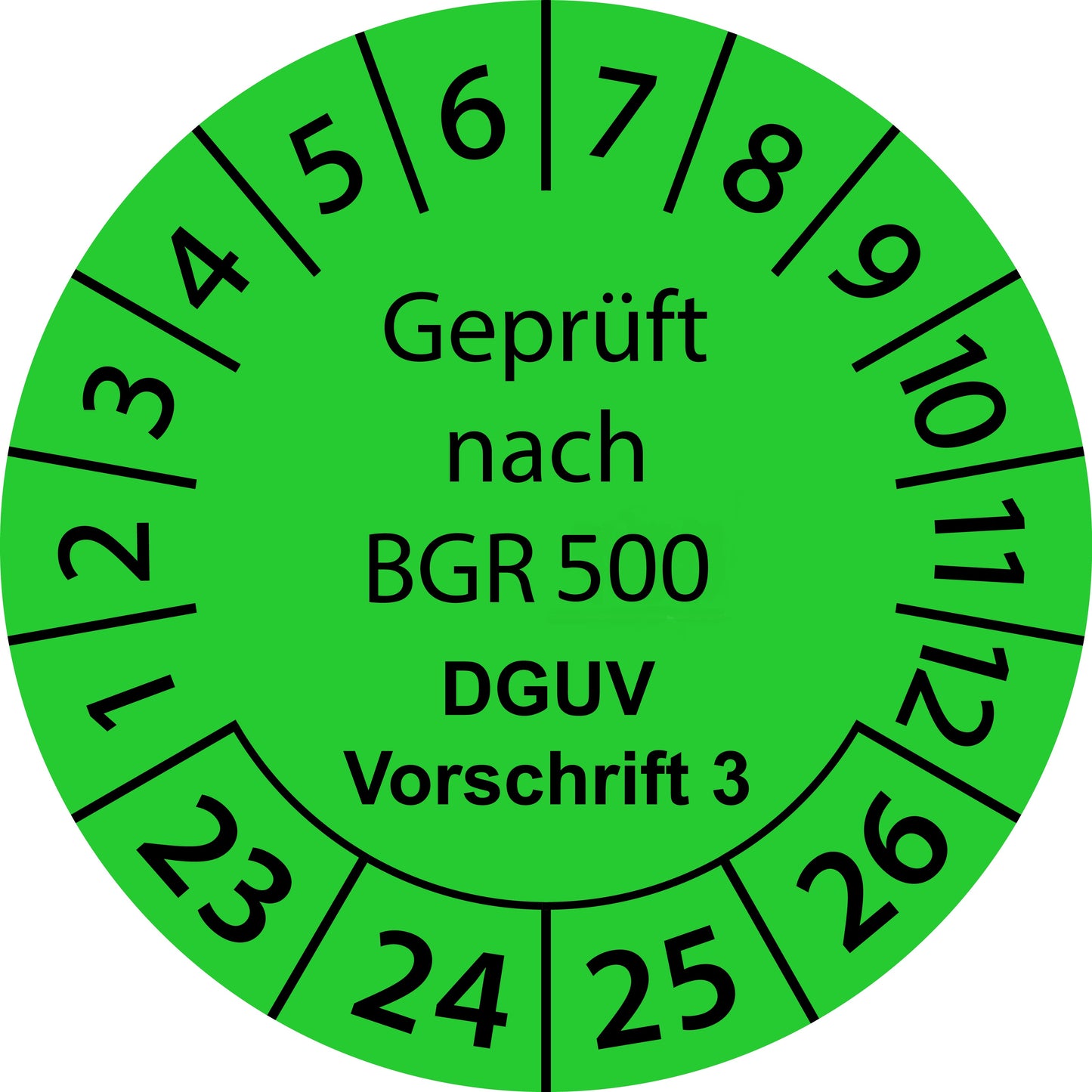 Mehrjahresprüfetiketten, Geprüft nach BGR 500, DGUV Vorschrift 3, Startjahr: 2023 aus Papier oder Plastik