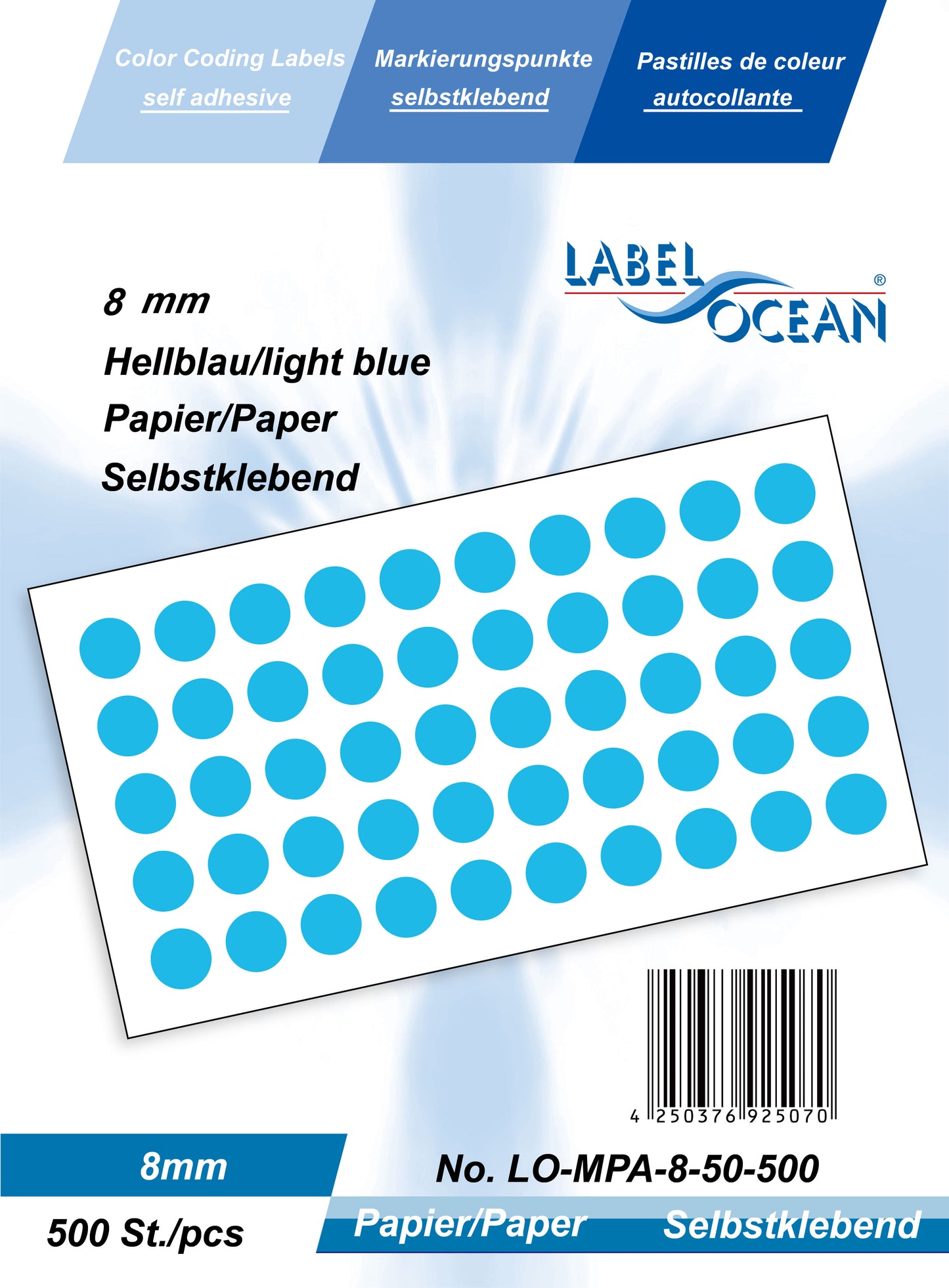 1000 Markierungspunkte 8 mm aus Papier selbstklebend auf Bogen MPA-8