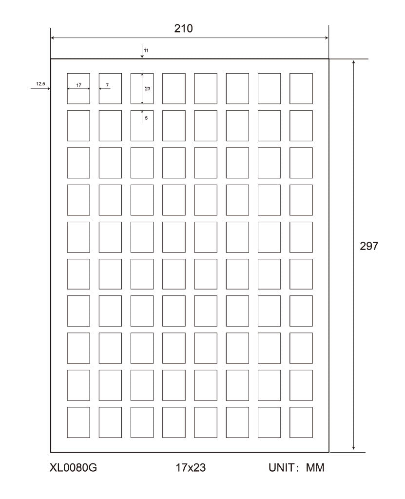 80 Universaletiketten 17x23mm, auf 100 Din A4 Bogen, 70g matt, selbstklebend