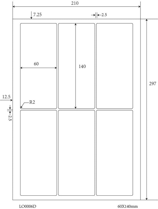 600 farbige Universaletiketten 60x140mm, auf 100 Din A4 Bogen, matt, selbstklebend