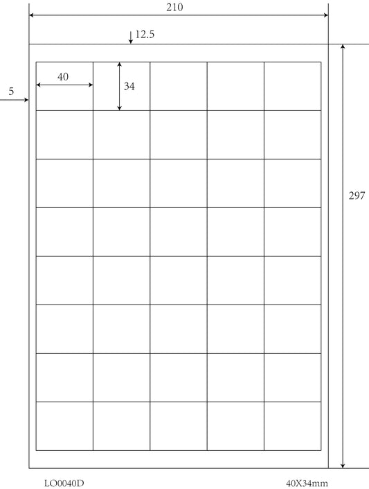 4000 farbige Universaletiketten 40x34mm, auf 100 Din A4 Bogen, matt, selbstklebend LO-0040-D-70