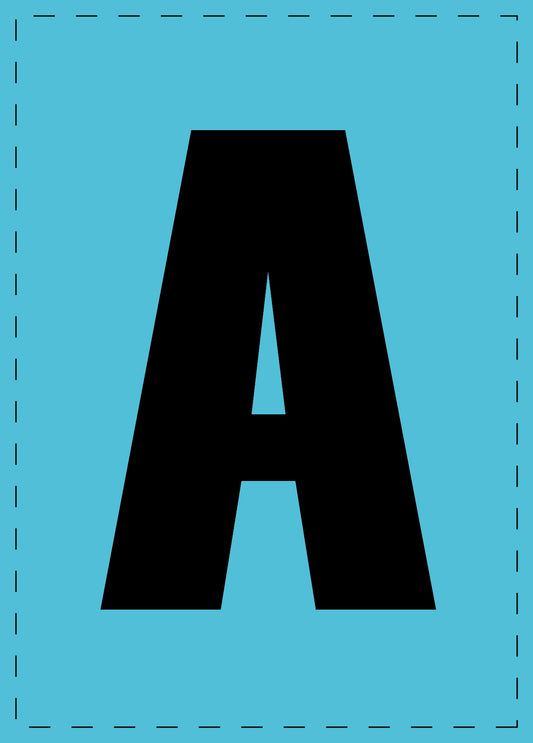 Buchstabe A Klebebuchstaben und Zahlenaufkleberschwarze Schrift blauer Hintergrund  ES-BGPVC-A-50