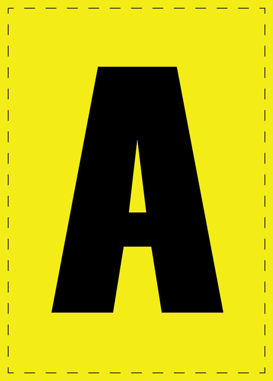 Buchstabe A Klebebuchstaben und Zahlenaufkleber schwarze Schrift gelber Hintergrund  ES-BGPVC-A-3