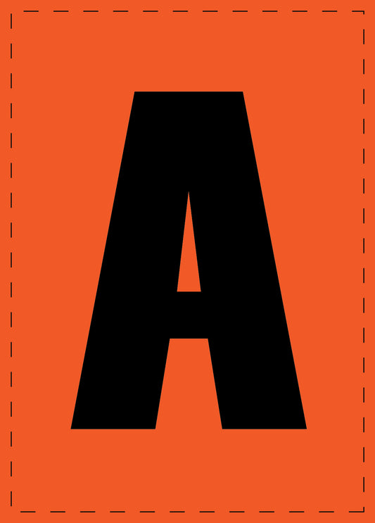 Buchstabe A Klebebuchstaben und Zahlenaufkleber schwarze Schrift oranger Hintergrund  ES-BGPVC-A-8