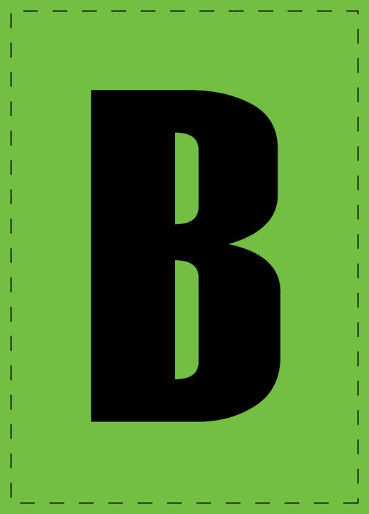 Buchstabe "B" Klebebuchstaben und Zahlenaufkleber  schwarze Schrift grüner Hintergrund  ES-BGPVC-B