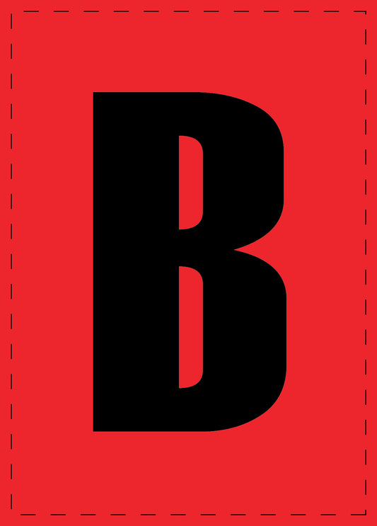 Buchstabe B Klebebuchstaben und Zahlenaufkleber schwarze Schrift roter Hintergrund  ES-BGPVC-B