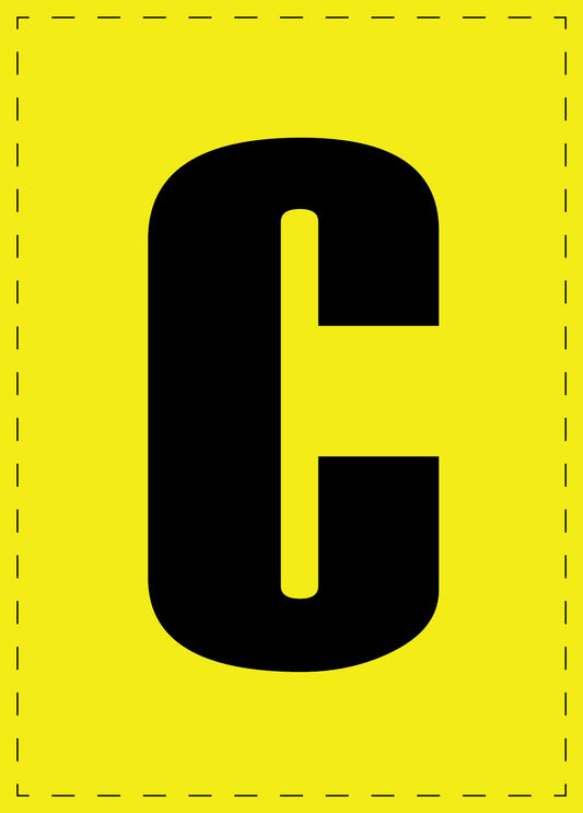 Buchstabe C Klebebuchstaben und Zahlenaufkleber schwarze Schrift gelber Hintergrund  ES-BGPVC-C-3