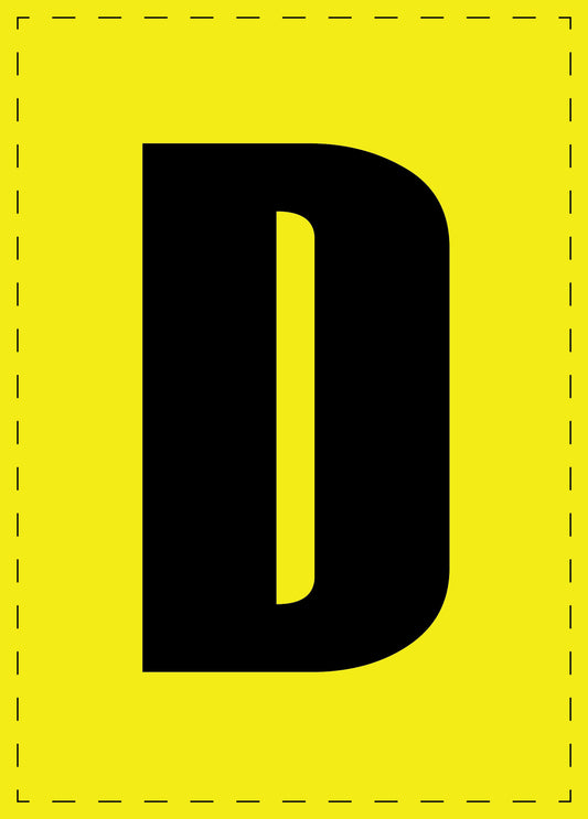 Buchstabe D Klebebuchstaben und Zahlenaufkleber schwarze Schrift gelber Hintergrund  ES-BGPVC-D-3