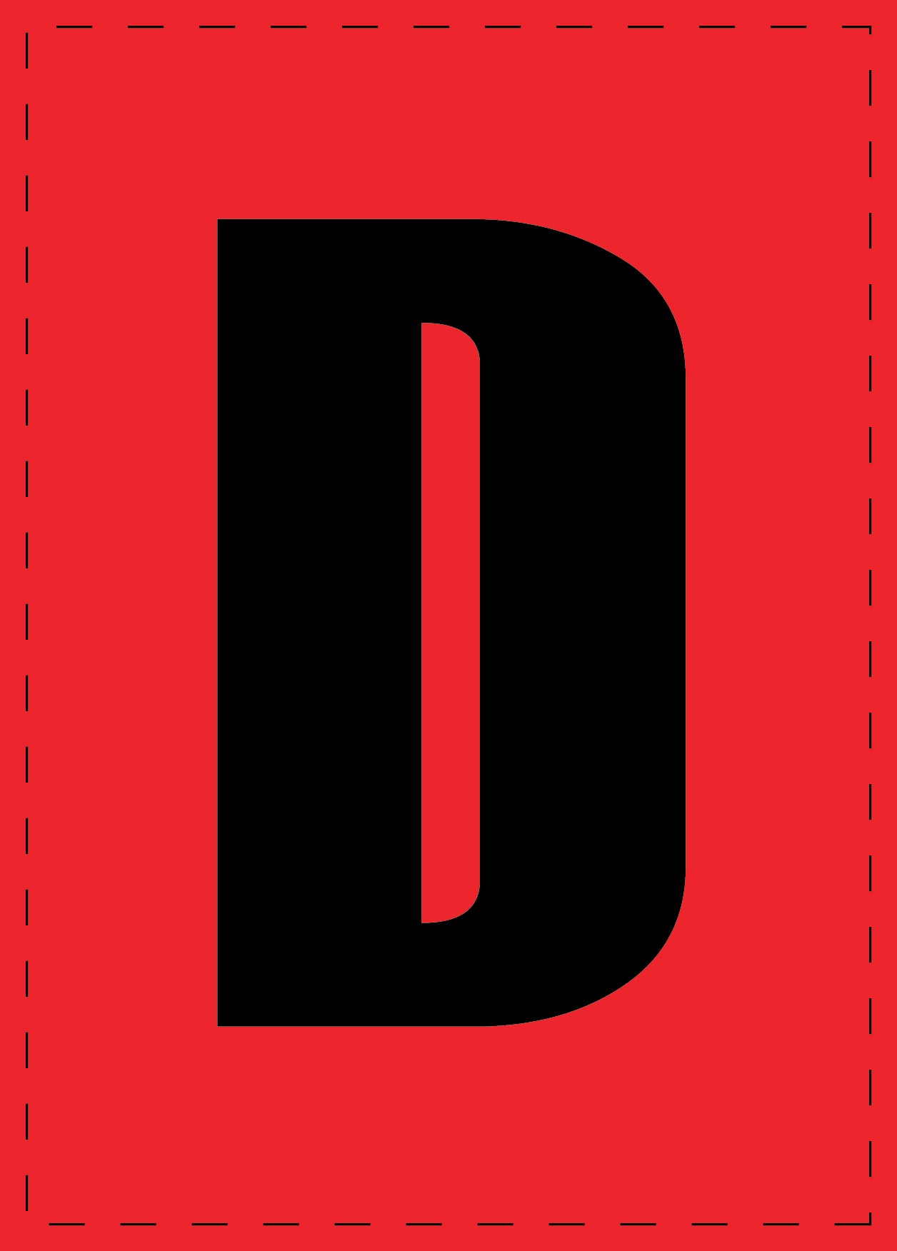 Buchstabe D Klebebuchstaben und Zahlenaufkleber schwarze Schrift roter Hintergrund  ES-BGPVC-D