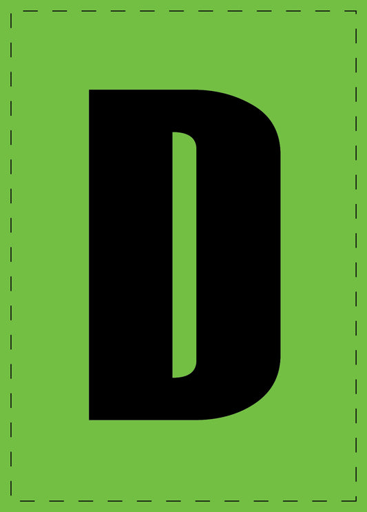 Buchstabe "D" Klebebuchstaben und Zahlenaufkleber  schwarze Schrift grüner Hintergrund  ES-BGPVC-D