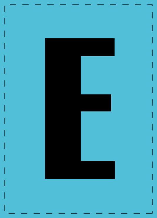 Buchstabe E Klebebuchstaben und Zahlenaufkleber schwarze Schrift BLAU Hintergrund  ES-BGPVC-E-50